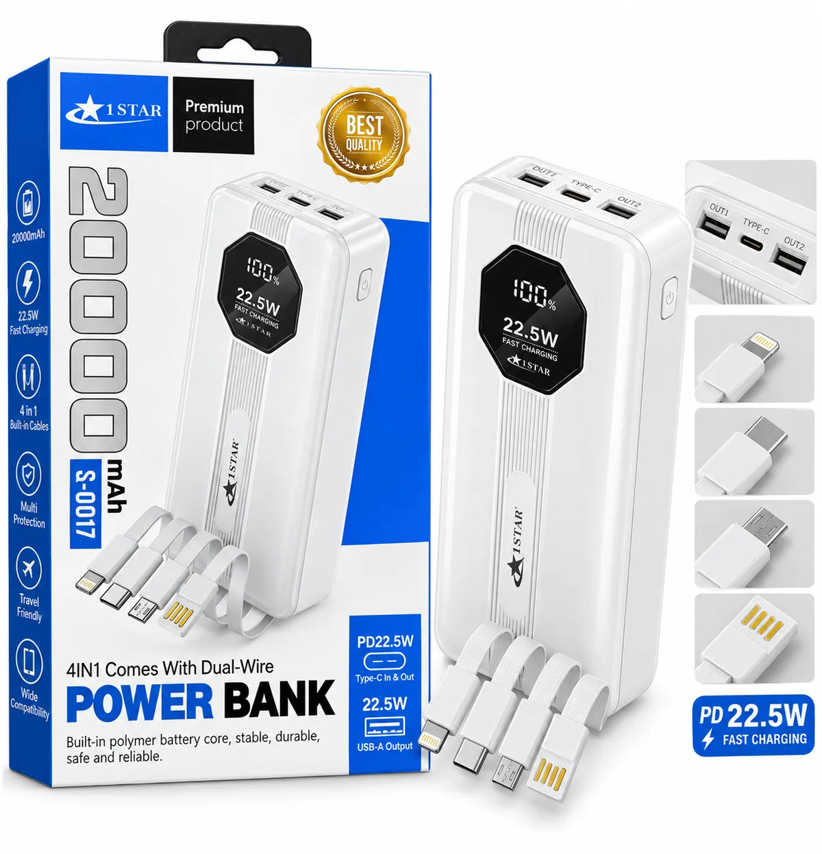4-in-1 20000mAh Power Bank