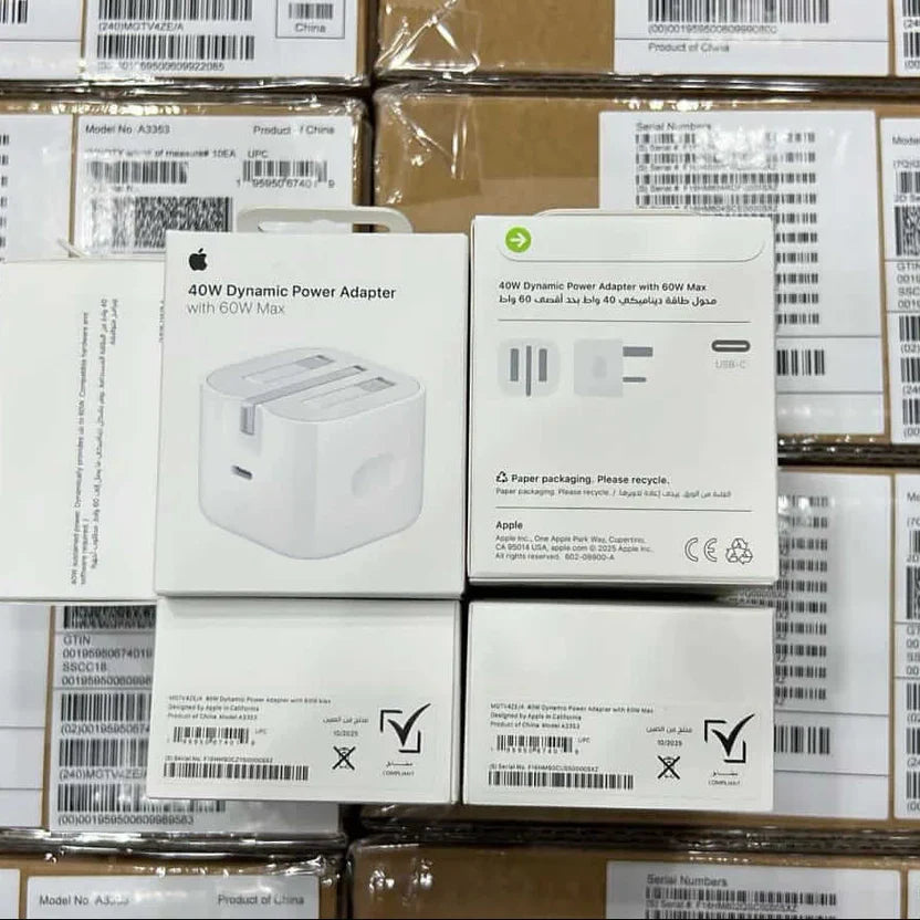 40W Dynamic Fast Charging Adapter 3-Pin UK Variant + Braided Cable